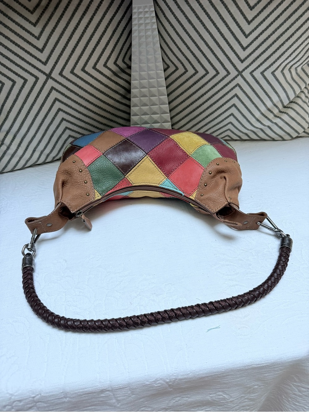 Y2K Style Pelle Patchwork Multicolor Leather Hobo Bag - Picture 6 of 11
